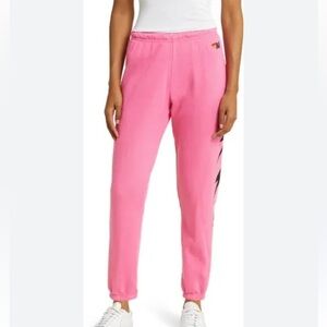 EUC Aviator Nation Pink 4 Lightning Bolt Lightweight High Waisted Sweatpants S